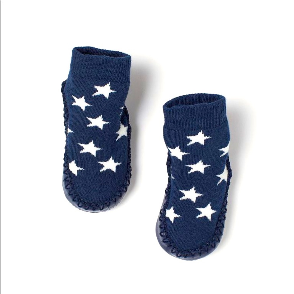 H&M Baby Dark Blue with Stars Knit Moccasins/Socks